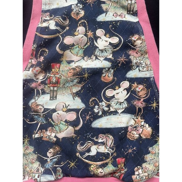 Hooded Sweatshirt Girls XS Handmade Nutcracker Mouse Print Pink Trim Pullover - Picture 2 of 8